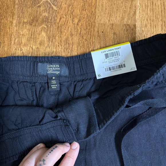 NWT women’s Black 100% linen drawstring pants wide leg. Sz M sustainable - Picture 3 of 11